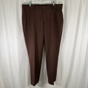 Paul Fredrick 100% Wool Dress Pants Men's 38 Brown Tailored Fit Flat Front